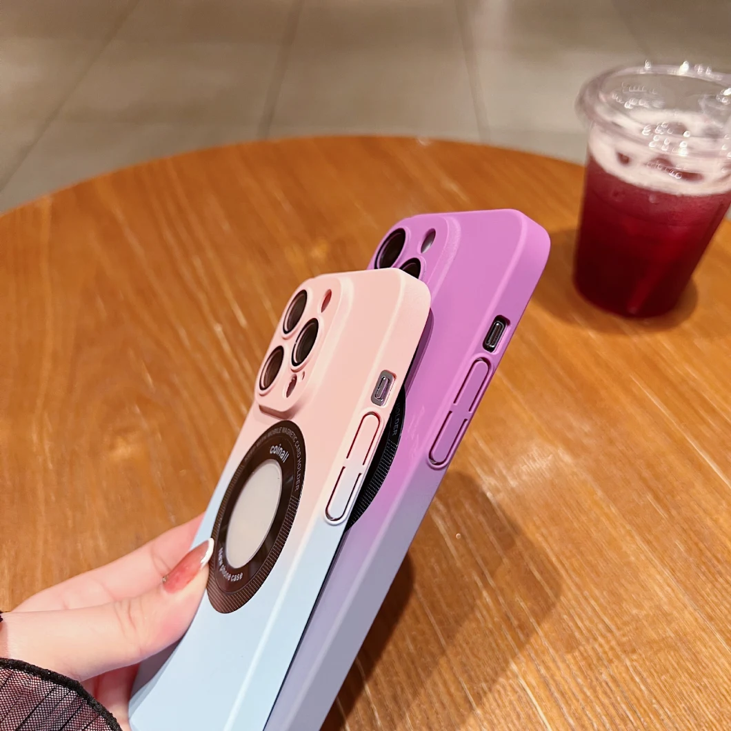 Fashionable Hot Selling Full Protection Gradient Color PC Phone Case for iPhone