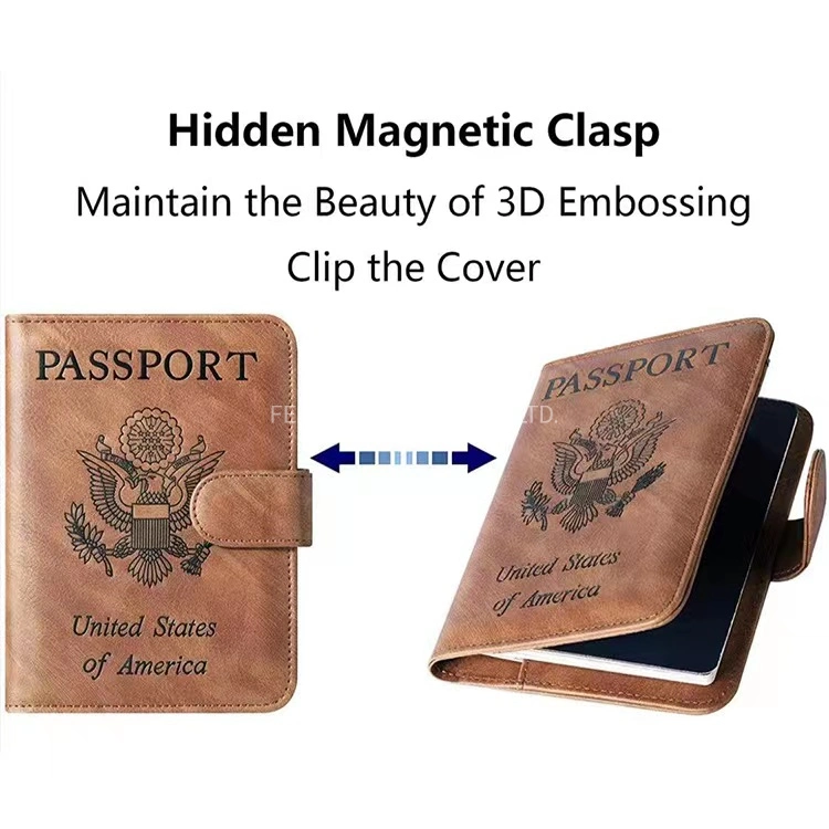 Manufacture Factory OEM Passport Holder Retro Style Good Quality PU Leather with RFID Protection Functionable with Cardholder Money Pocket Travel Holder (F1550)