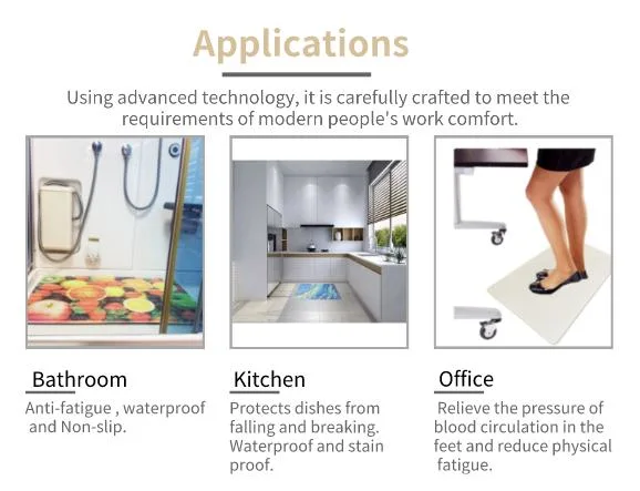 Comfortable Anti-Slip Salon Office Desk Anti-Fatigue PVC Standing Washable Kitchen Floor Anti Fatigue Mat