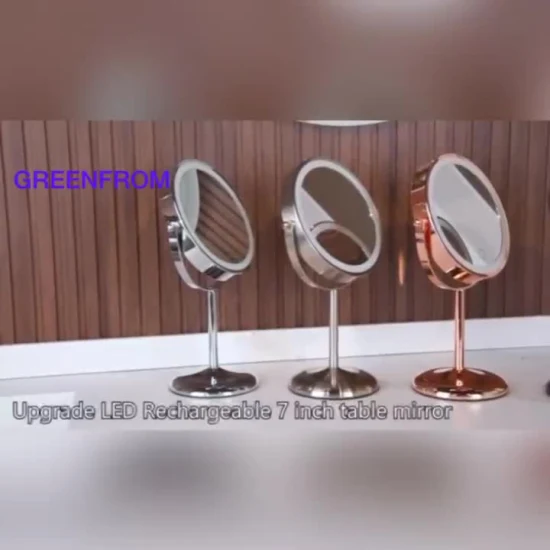 Espejo de tocador de sobremesa de doble cara recargable de 7'' HD para maquillaje