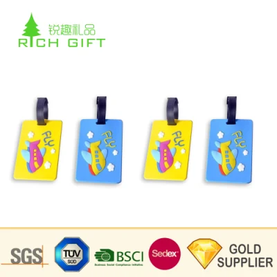 Etiquetas de equipaje de goma de etiqueta de PVC de forma personalizada personalizada a granel barata al por mayor para promoción