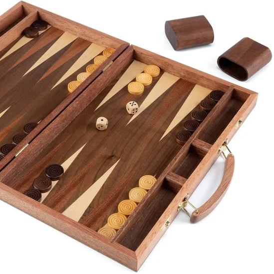 Juego de tablero de backgammon de madera de tamaño de viaje de alta calidad al por mayor