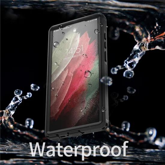 Redpepper DOT Para Samsung Galaxy S23 Ultra IP68 Funda A Prueba De Agua Antiarañazos Para Teléfono Celular Transparente Contraportada [Soporte De Desbloqueo De Huellas Dactilares] - Negro