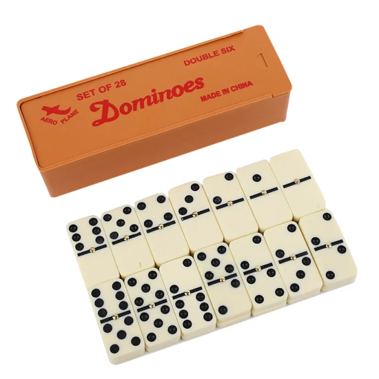 Juego de dominó doble seis y dominó colorido de madera con caja de madera