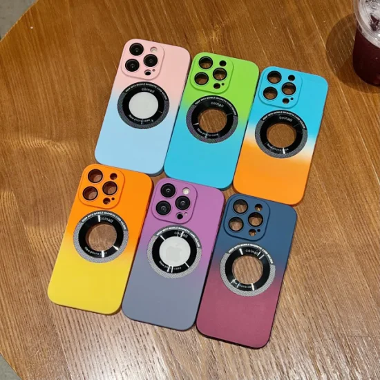 Caja vendedora caliente de moda del teléfono de la PC del color del gradiente de la protección completa para el iPhone