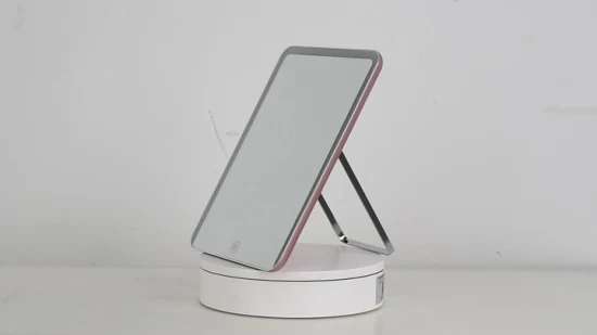 Espejo de maquillaje de tocador de mesa con luz LED de viaje recargable
