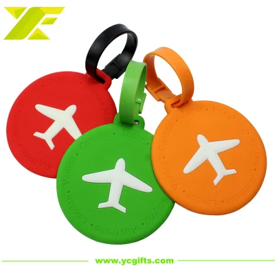 Etiquetas de equipaje de viaje de silicona de goma de PVC suave con logotipo de diseño personalizado recuerdo personalizado