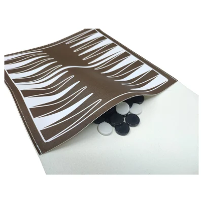 Juego de alfombrillas de cuero de backgammon portátil a precio de fábrica con caja de embalaje